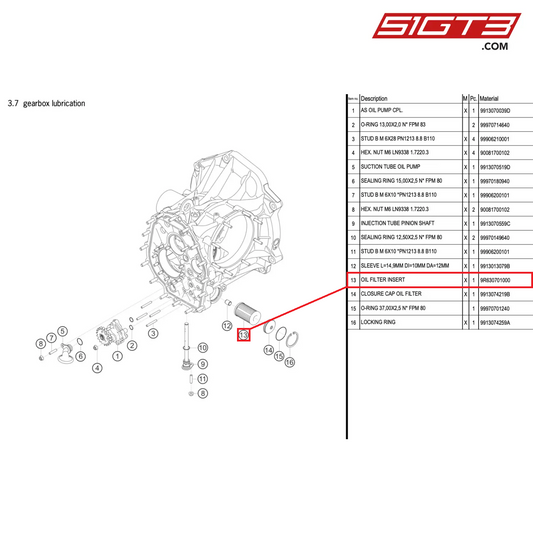 OIL FILTER INSERT - 9R630701000 [PORSCHE 911 GT3 R Type 991 (GEN 2)]