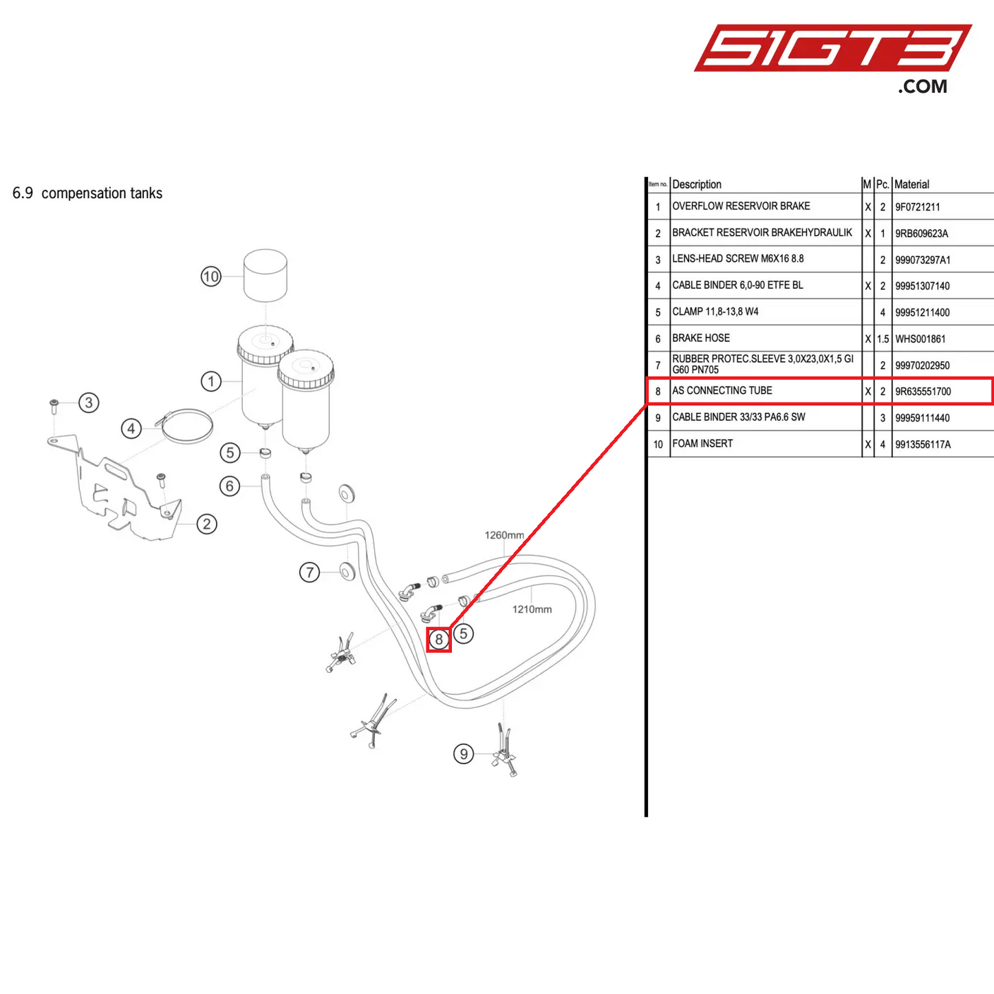 AS CONNECTING TUBE - 9R635551700 [PORSCHE 992.1 GT3 R]