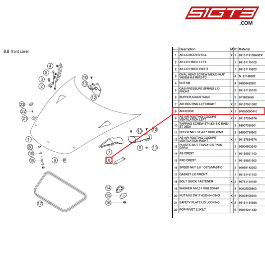 ADHESIVE - 9R650090410 [PORSCHE 991.2 GT3 Cup]