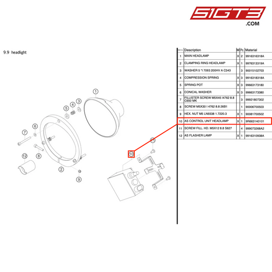 AS CONTROL UNIT HEADLAMP - 9R663140101 [PORSCHE 991.1 GT3 R]