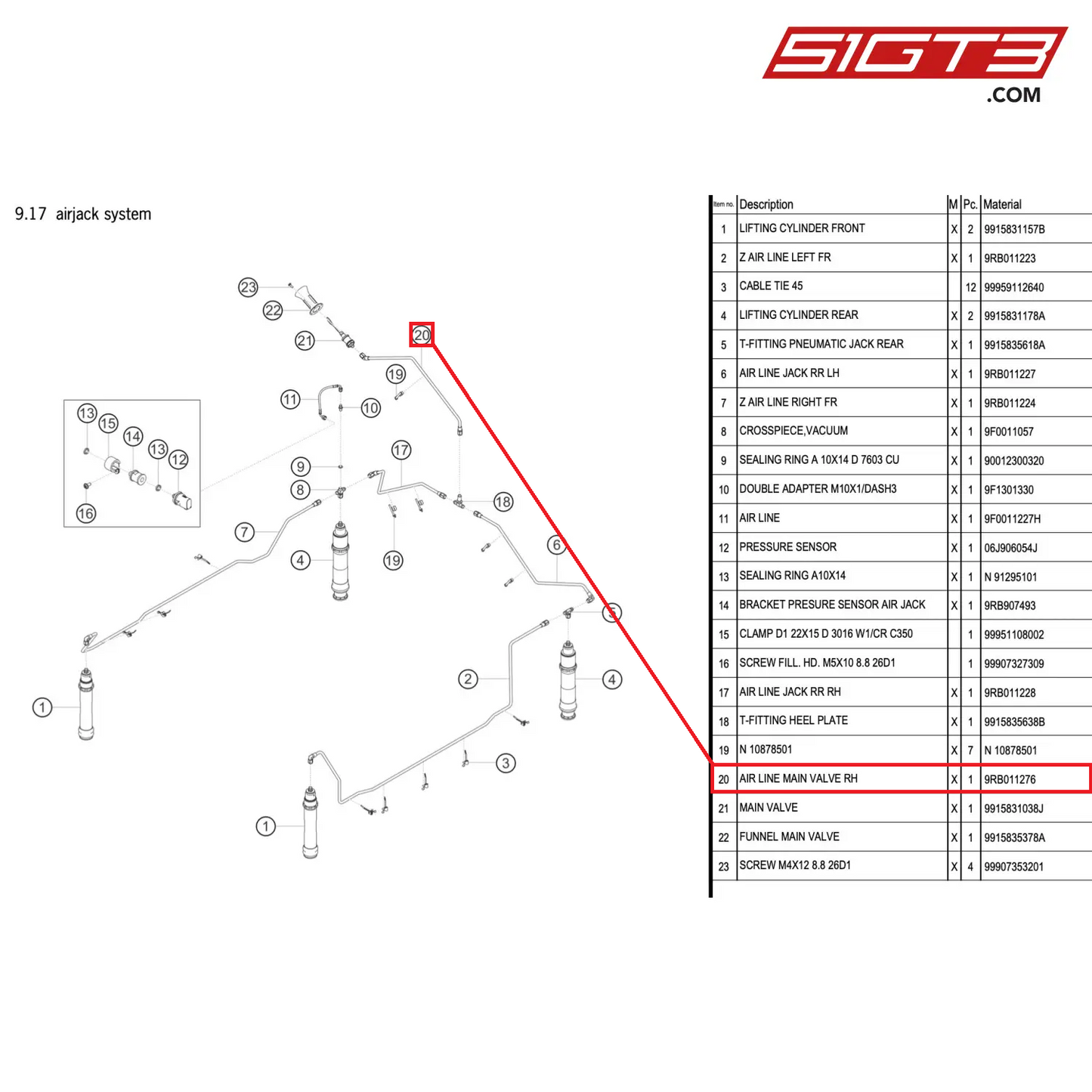 AIR LINE MAIN VALVE RH - 9RB011276 [PORSCHE 992.1 GT3 R]