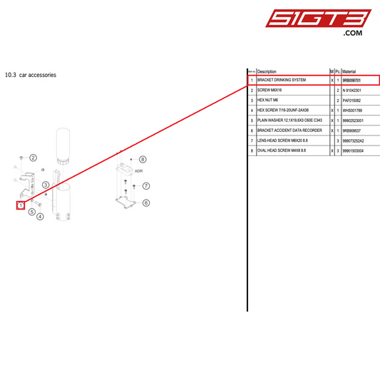 BRACKET DRINKING SYSTEM - 9RB056701 [PORSCHE 992.1 GT3 R]