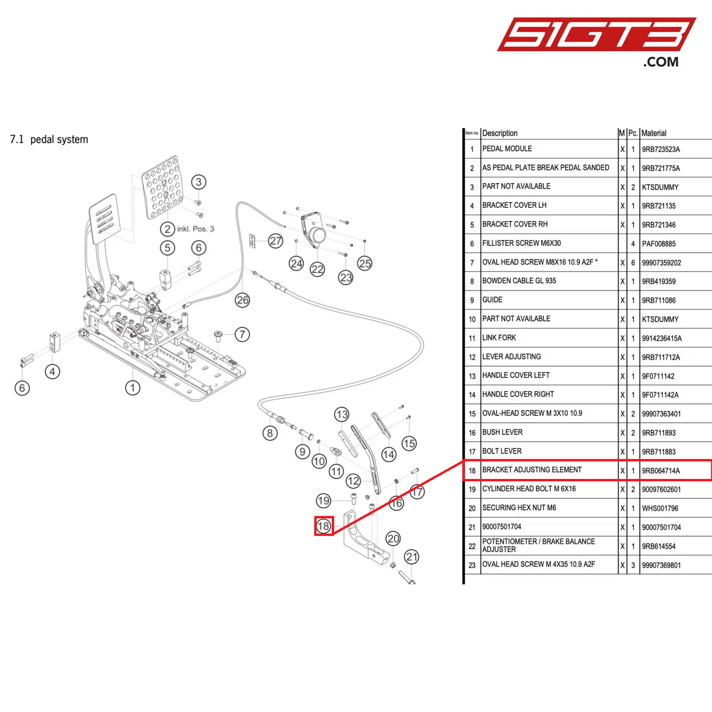 BRACKET ADJUSTING ELEMENT - 9RB064714A [PORSCHE 992.1 GT3 R]