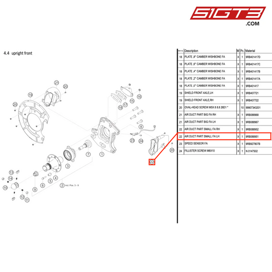 AIR DUCT PART SMALL FA LH - 9RB088951 [PORSCHE 992.1 GT3 R]