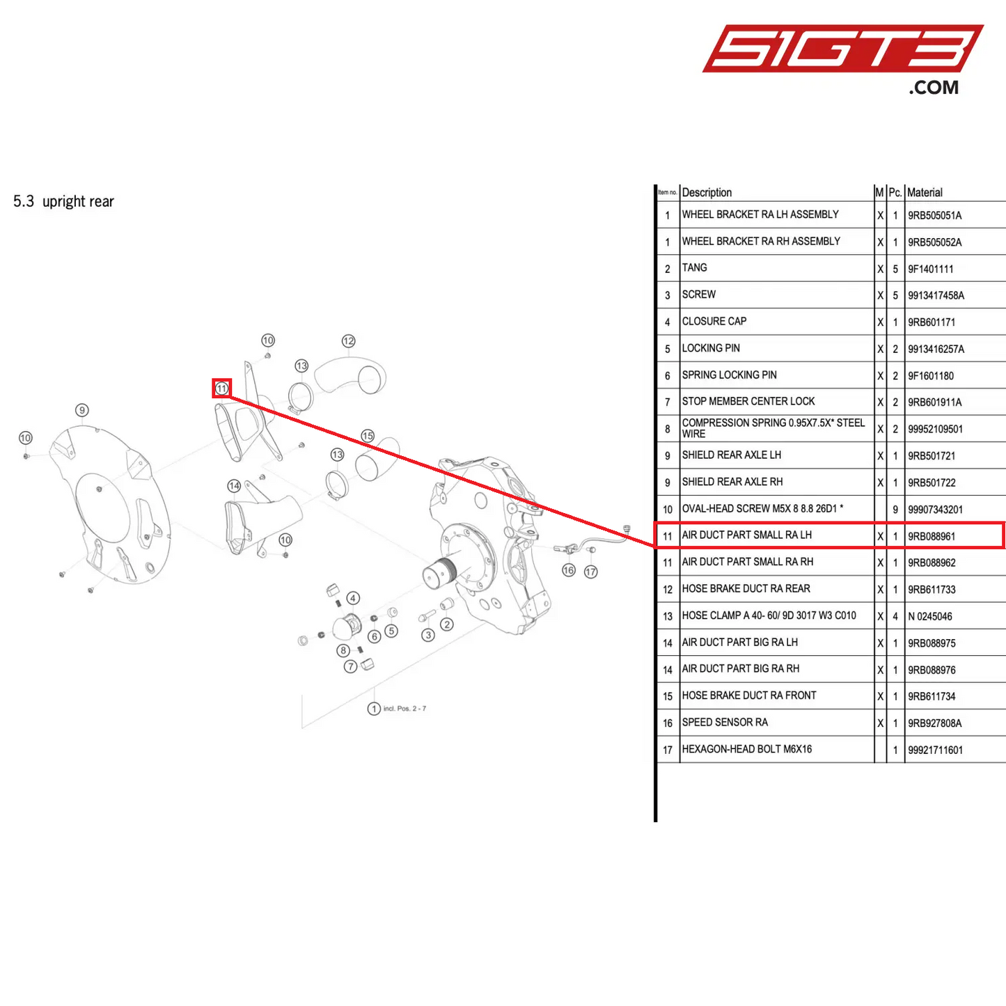 AIR DUCT PART SMALL RA LH - 9RB088961 [PORSCHE 992.1 GT3 R]