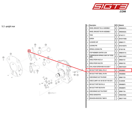 AIR DUCT PART SMALL RA LH - 9RB088961 [PORSCHE 992.1 GT3 R]