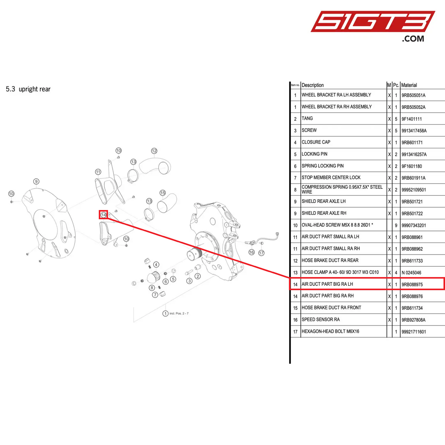 AIR DUCT PART BIG RA LH - 9RB088975 [PORSCHE 992.1 GT3 R]