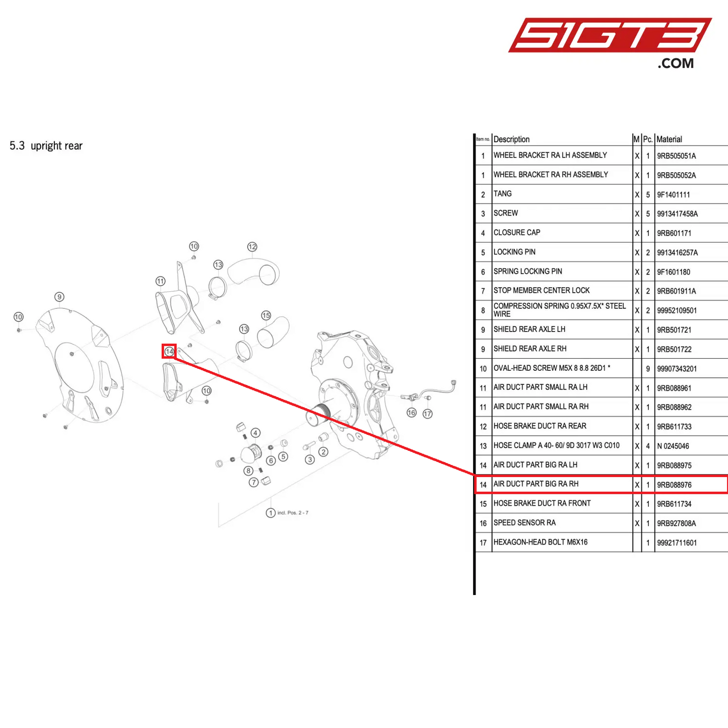 AIR DUCT PART BIG RA RH - 9RB088976 [PORSCHE 992.1 GT3 R]