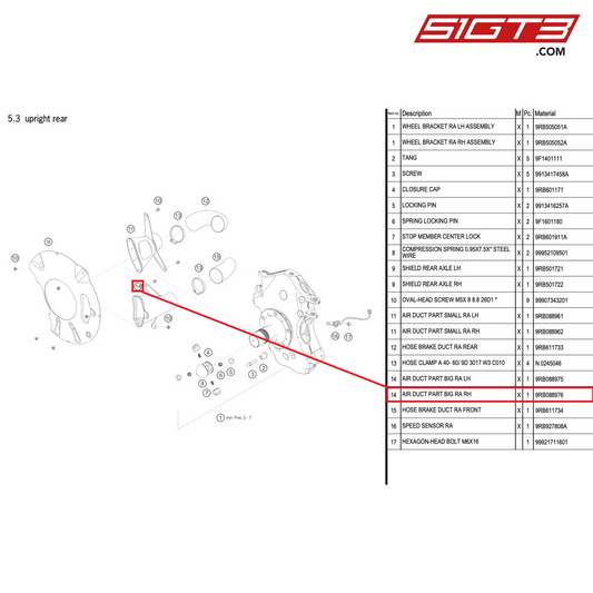 AIR DUCT PART BIG RA RH - 9RB088976 [PORSCHE 992.1 GT3 R]