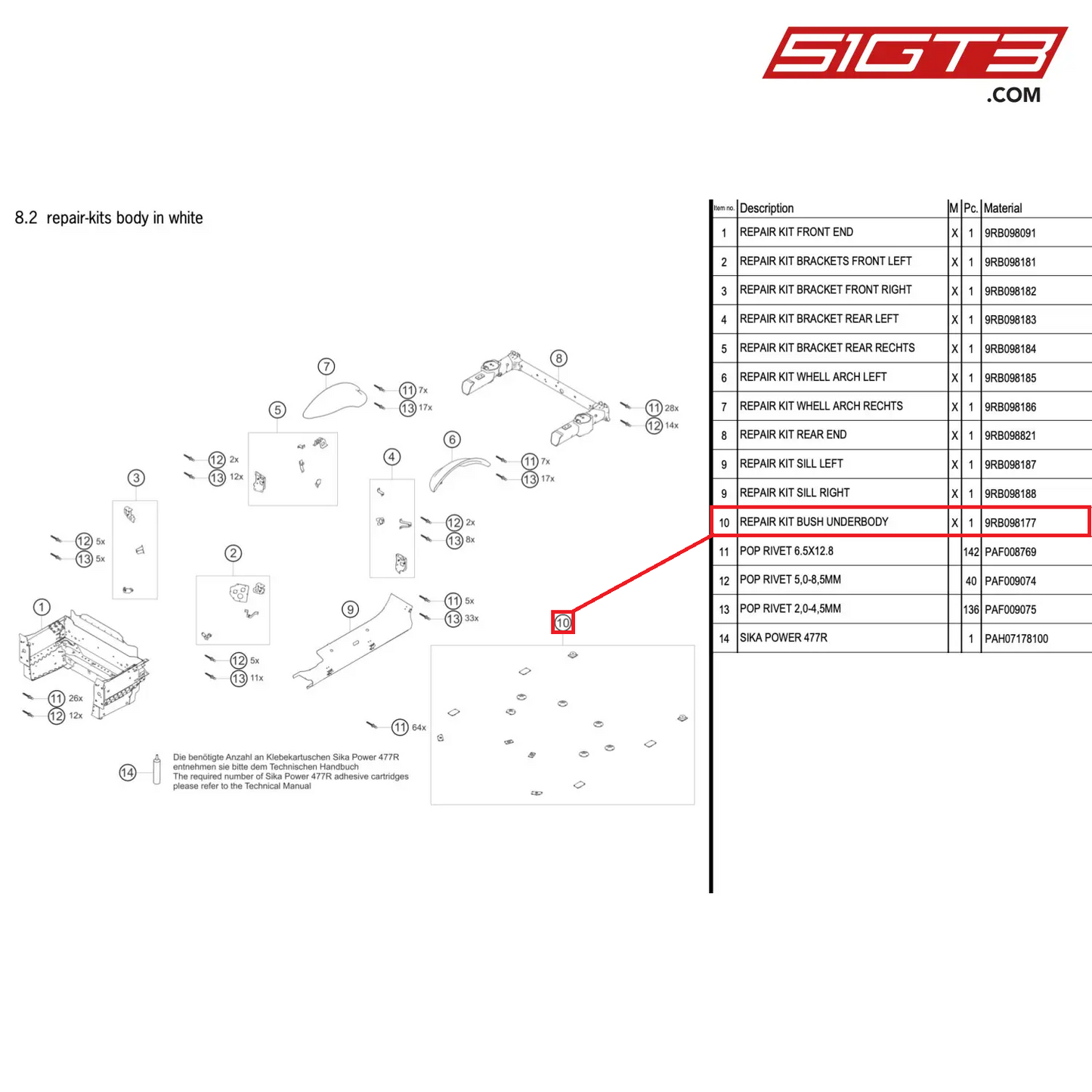 REPAIR KIT BUSH UNDERBODY - 9RB098177 [PORSCHE 992.1 GT3 R]