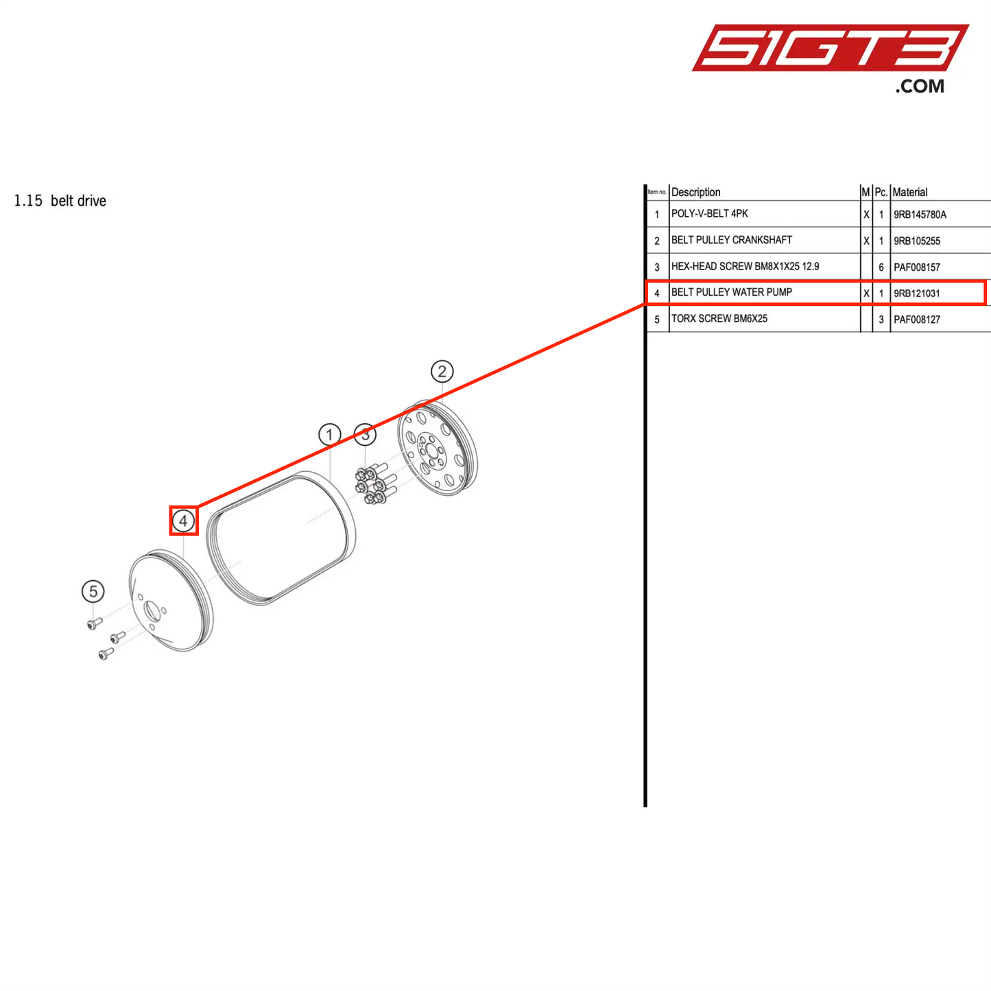 BELT PULLEY WATER PUMP - 9RB121031 [PORSCHE 992.1 GT3 R]