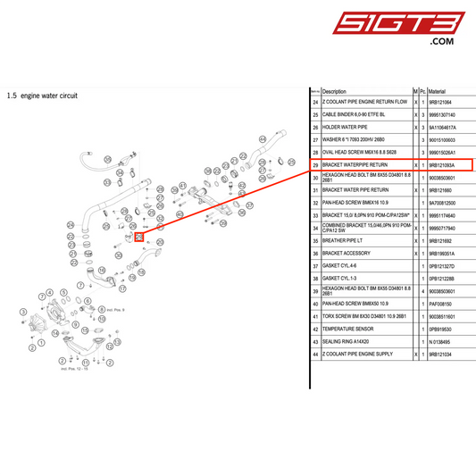 BRACKET WATERPIPE RETURN - 9RB121093A [PORSCHE 992.1 GT3 R]