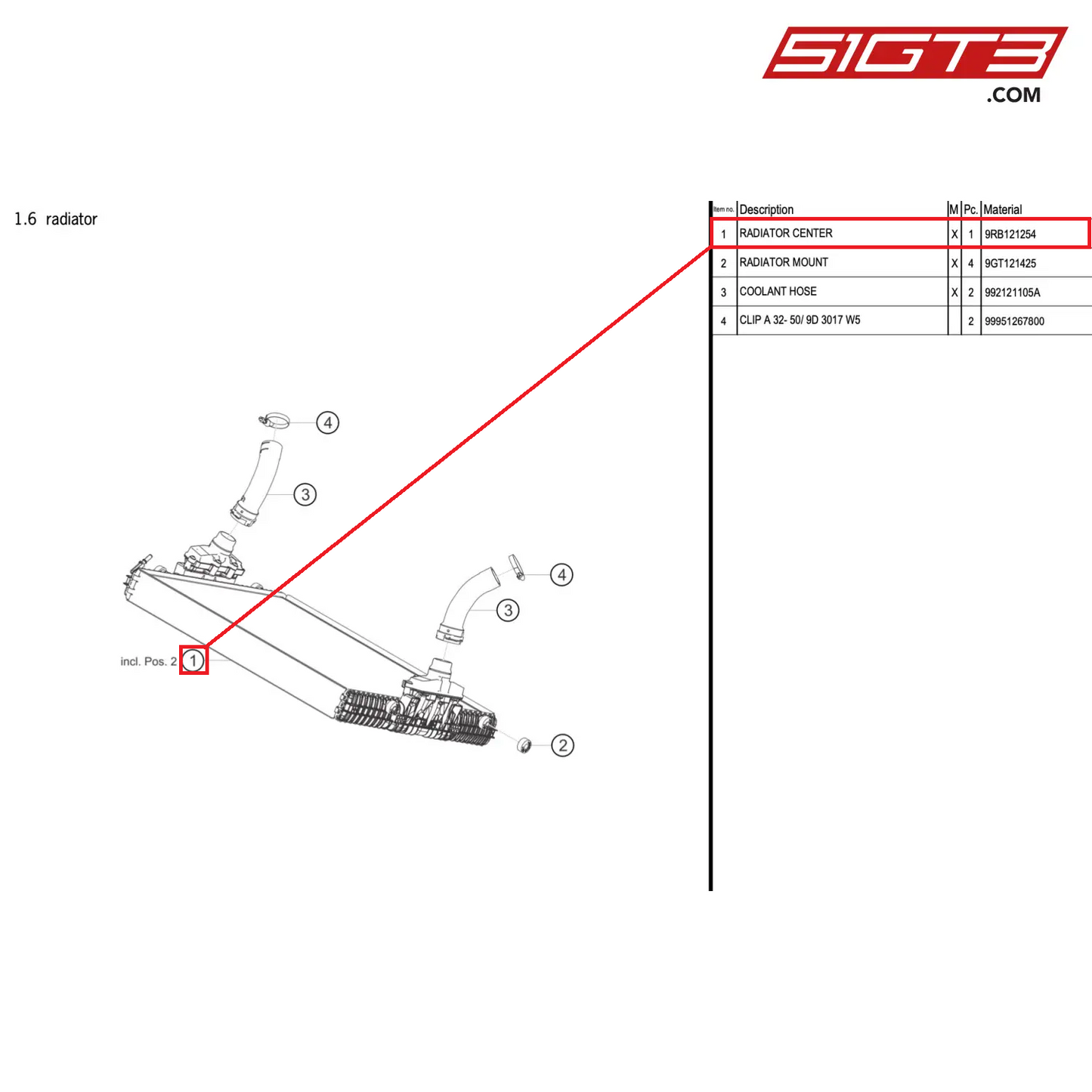 RADIATOR CENTER - 9RB121254 [PORSCHE 992.1 GT3 R]