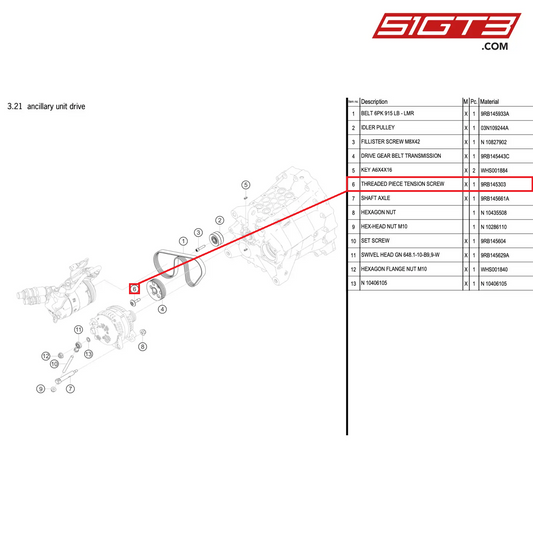 THREADED PIECE TENSION SCREW - 9RB145303 [PORSCHE 992.1 GT3 R]