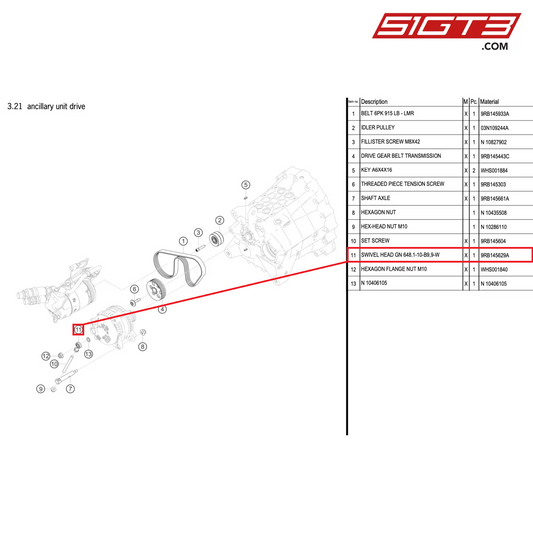 SWIVEL HEAD GN 648.1-10-B9,9-W - 9RB145629A [PORSCHE 992.1 GT3 R]