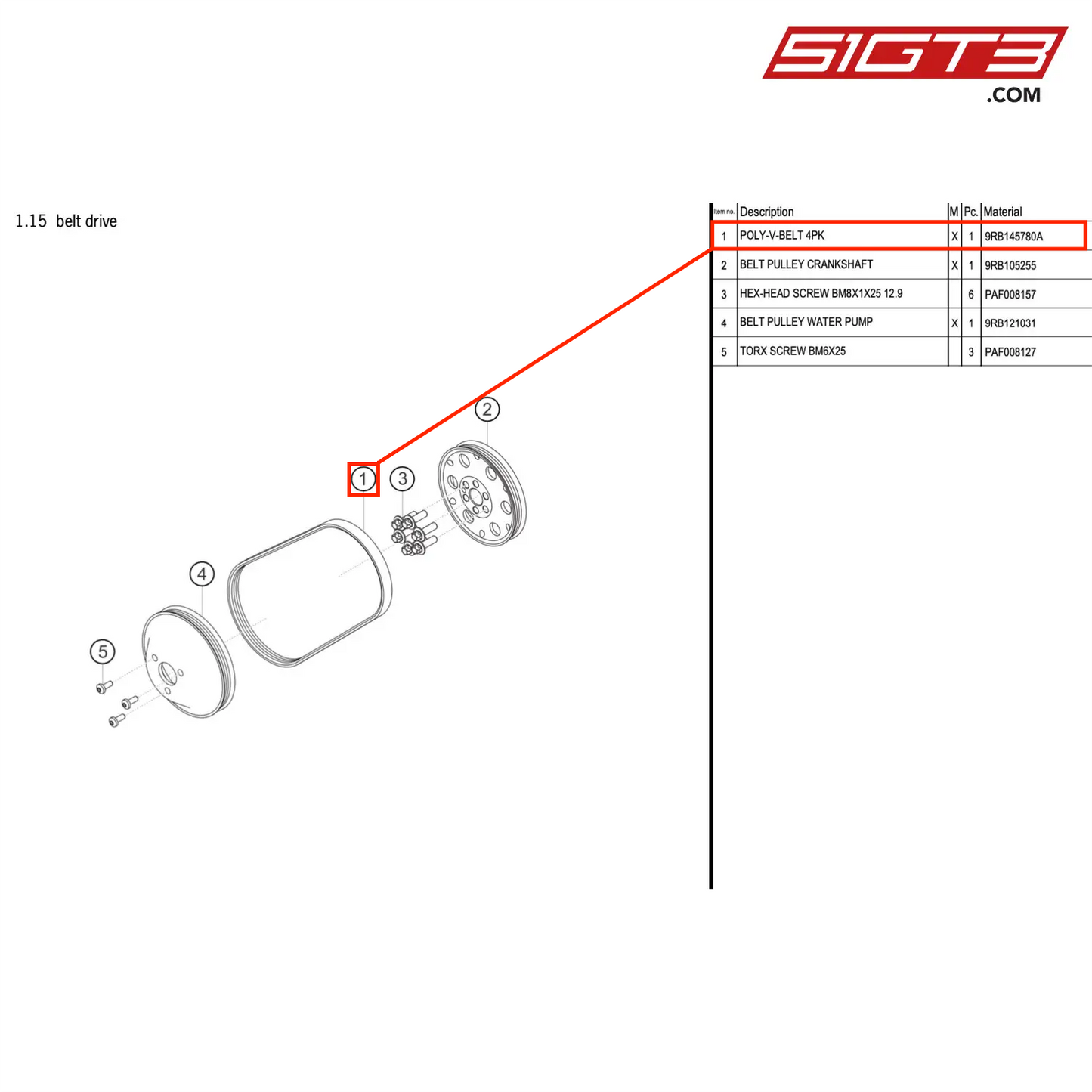 POLY-V-BELT 4PK - 9RB145780A [PORSCHE 992.1 GT3 R]