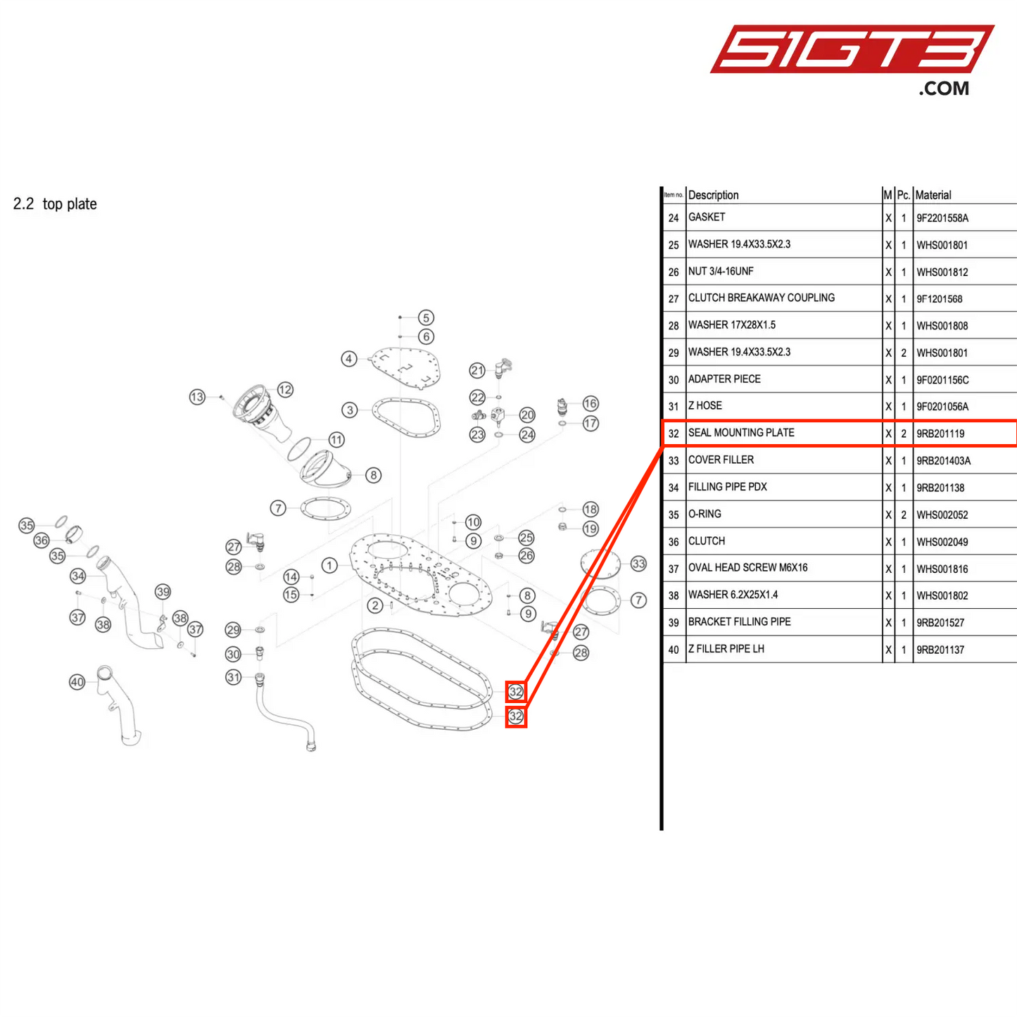 SEAL MOUNTING PLATE - 9RB201119 [PORSCHE 992.1 GT3 R]