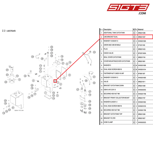 LINE BRACKET DUAL - 9RB201367 [PORSCHE 992.1 GT3 R]