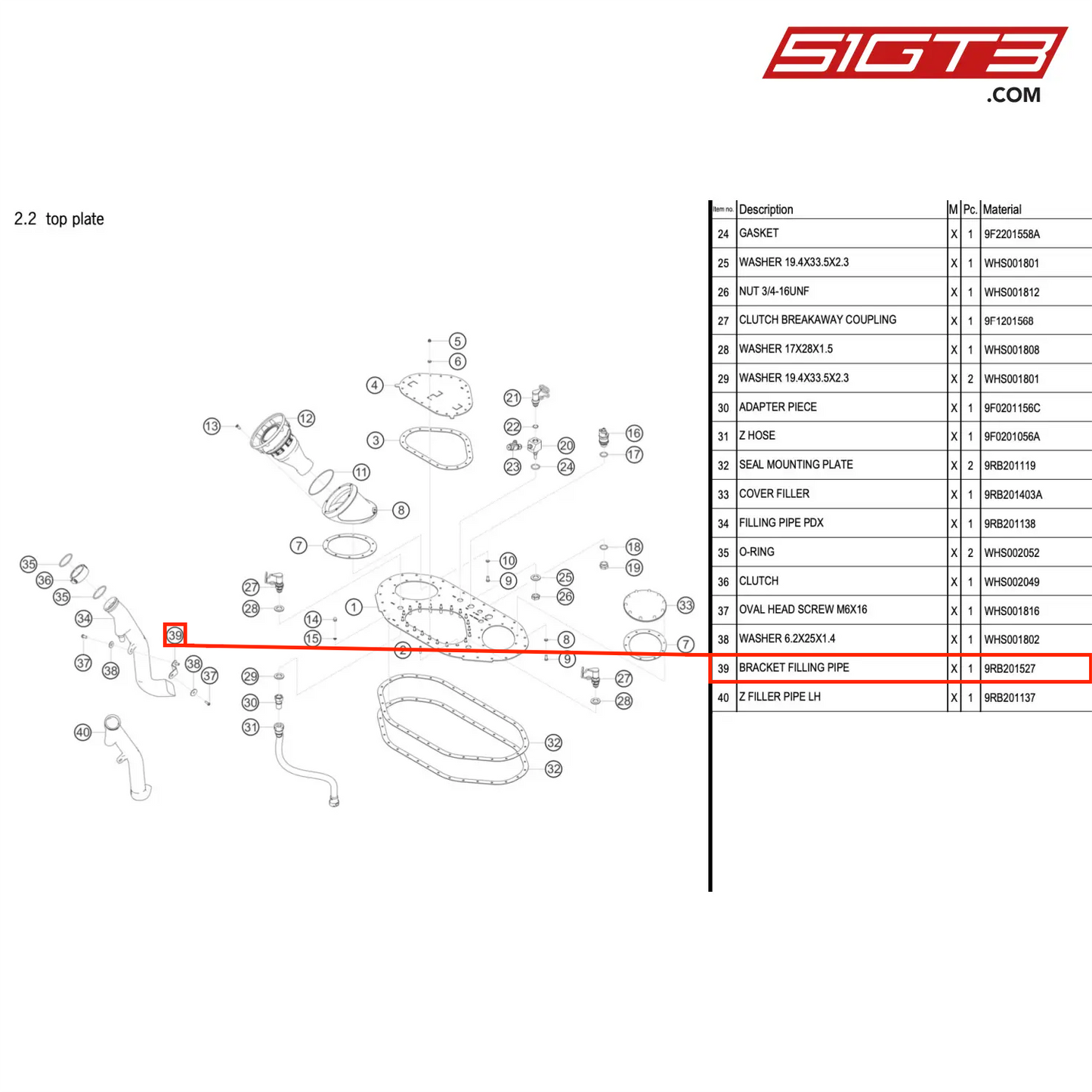 BRACKET FILLING PIPE - 9RB201527 [PORSCHE 992.1 GT3 R]