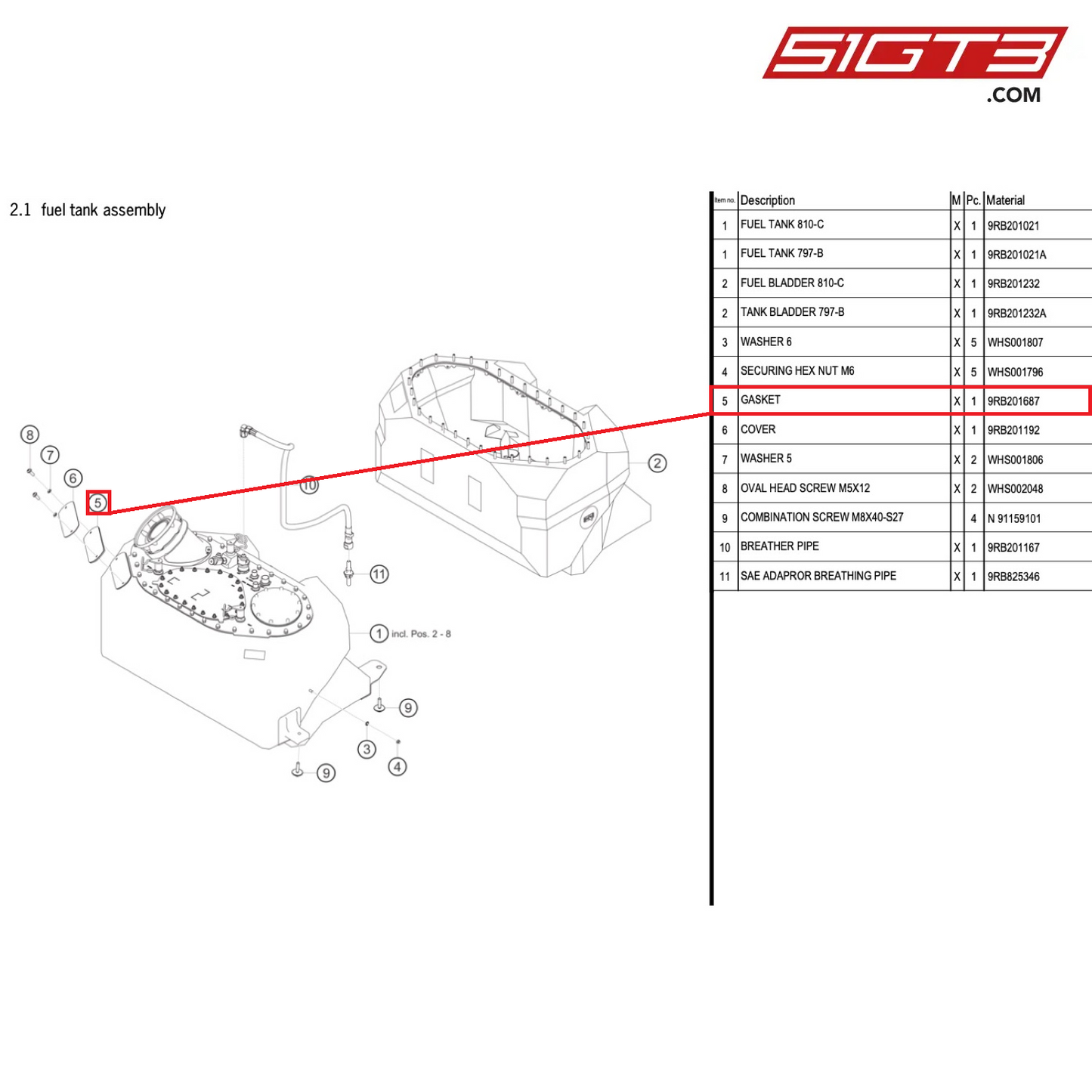 GASKET - 9RB201687 [PORSCHE 992.1 GT3 R]