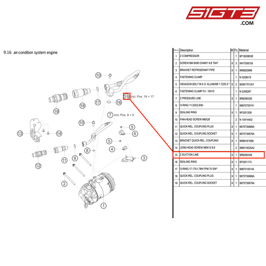 Z SUCTION LINE - 9RB260349 [PORSCHE 992.1 GT3 R]