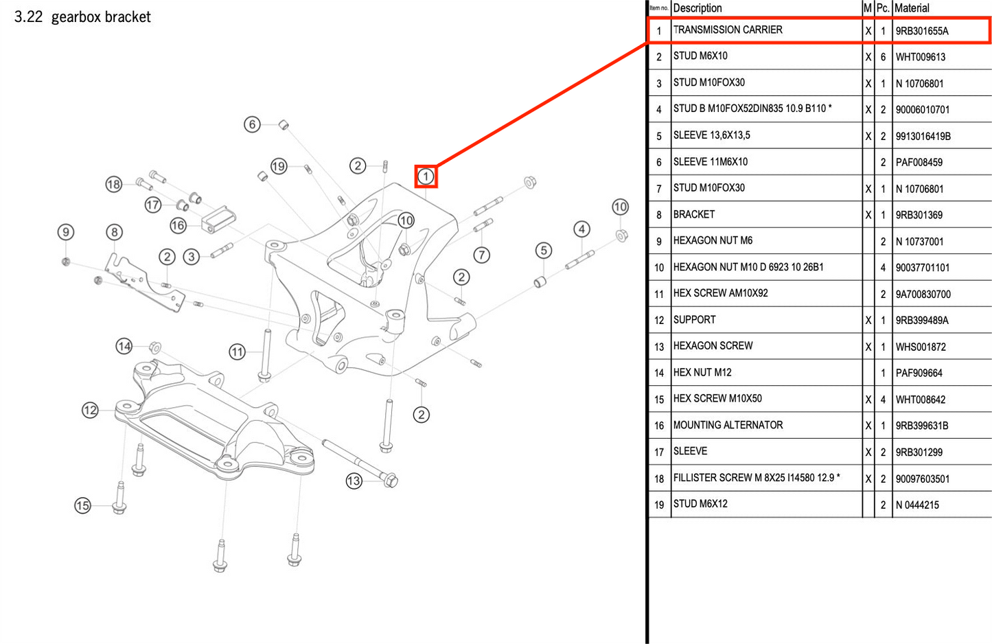 TRANSMISSION CARRIER - 9RB301655A [PORSCHE 992.1 GT3 R]