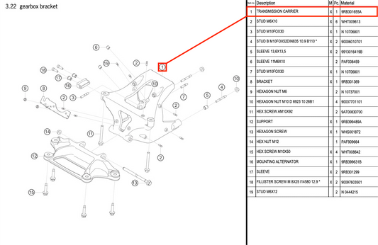 TRANSMISSION CARRIER - 9RB301655A [PORSCHE 992.1 GT3 R]