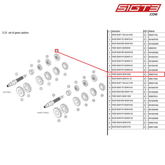 FIXED GEAR 6.GEAR 33/35 - 9RB307373A [PORSCHE 992.1 GT3 R]