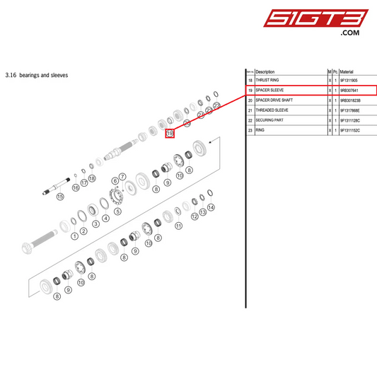 SPACER SLEEVE - 9RB307641 [PORSCHE 992.1 GT3 R]