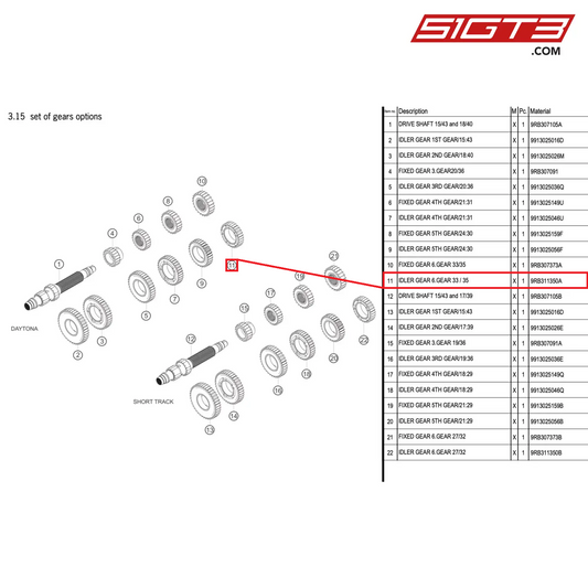 IDLER GEAR 6.GEAR 33 / 35 - 9RB311350A [PORSCHE 992.1 GT3 R]