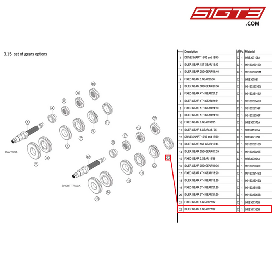 IDLER GEAR 6.GEAR 27/32 - 9RB311350B [PORSCHE 992.1 GT3 R]