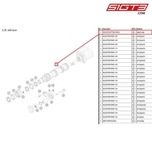 ROLLER SHIFTING DRUM - 9RB311498 [PORSCHE 992.1 GT3 R]