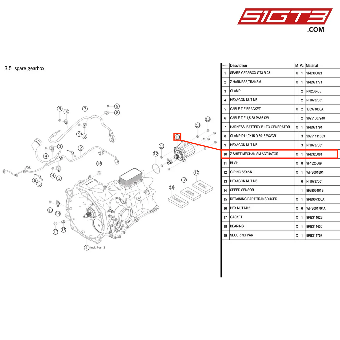 Z SHIFT MECHANISM ACTUATOR - 9RB325081 [PORSCHE 992.1 GT3 R]