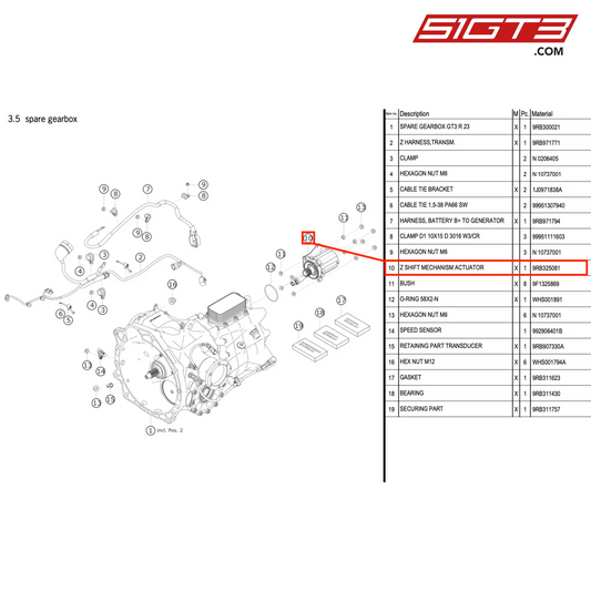 Z SHIFT MECHANISM ACTUATOR - 9RB325081 [PORSCHE 992.1 GT3 R]