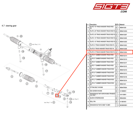 PLATE +5' TRACK WASHER TRACK ROD FA - 9RB401320A [PORSCHE 992.1 GT3 R]