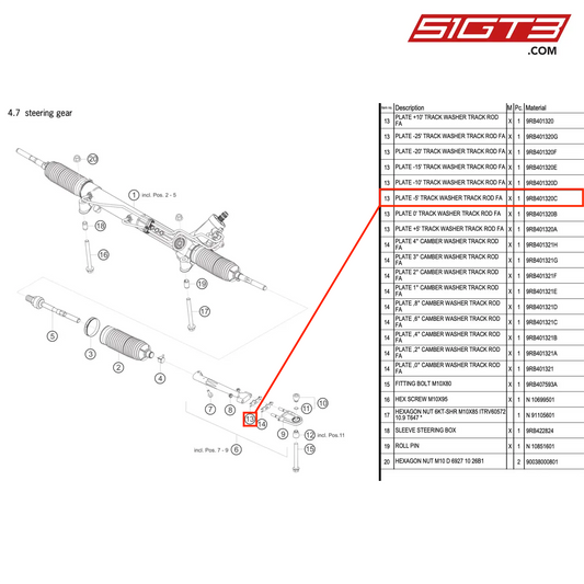 PLATE -5' TRACK WASHER TRACK ROD FA - 9RB401320C [PORSCHE 992.1 GT3 R]