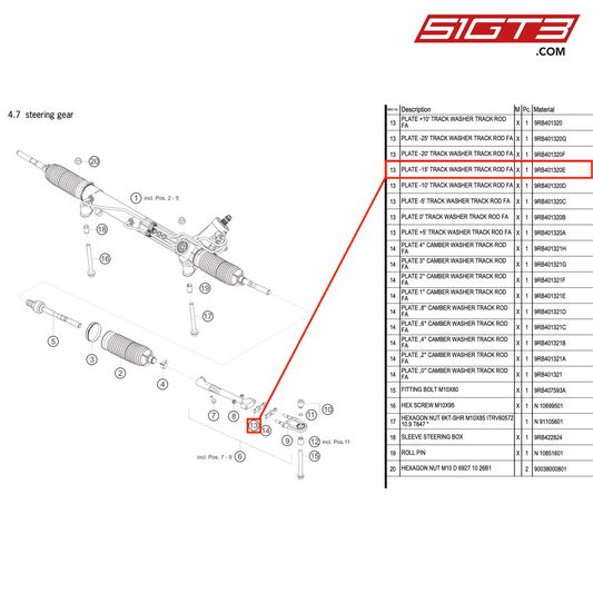 PLATE -15' TRACK WASHER TRACK ROD FA - 9RB401320E [PORSCHE 992.1 GT3 R]