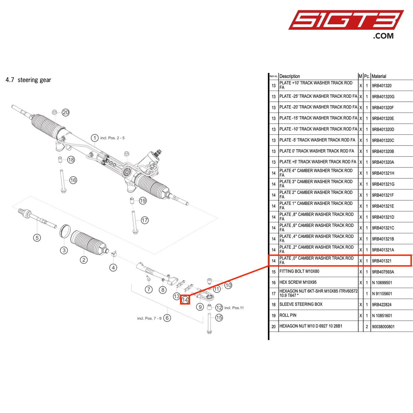 PLATE ,0° CAMBER WASHER TRACK ROD FA - 9RB401321 [PORSCHE 992.1 GT3 R]