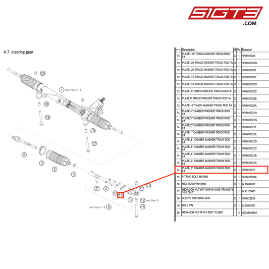 PLATE ,0° CAMBER WASHER TRACK ROD FA - 9RB401321 [PORSCHE 992.1 GT3 R]