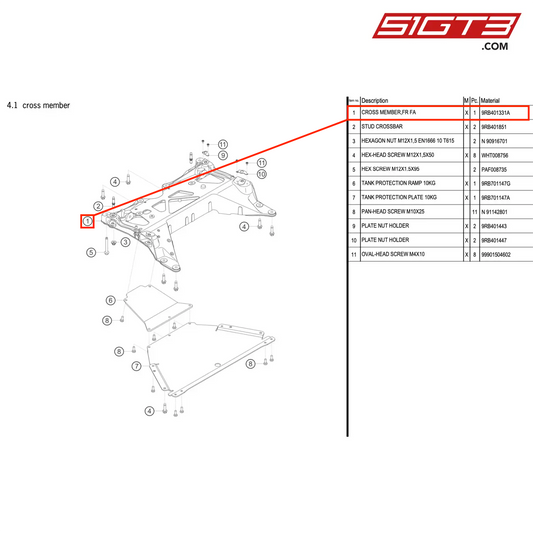 CROSS MEMBER,FR FA - 9RB401331A [PORSCHE 992.1 GT3 R]