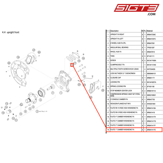 PLATE 1° CAMBER WISHBONE FA - 9RB401417E [PORSCHE 992.1 GT3 R]