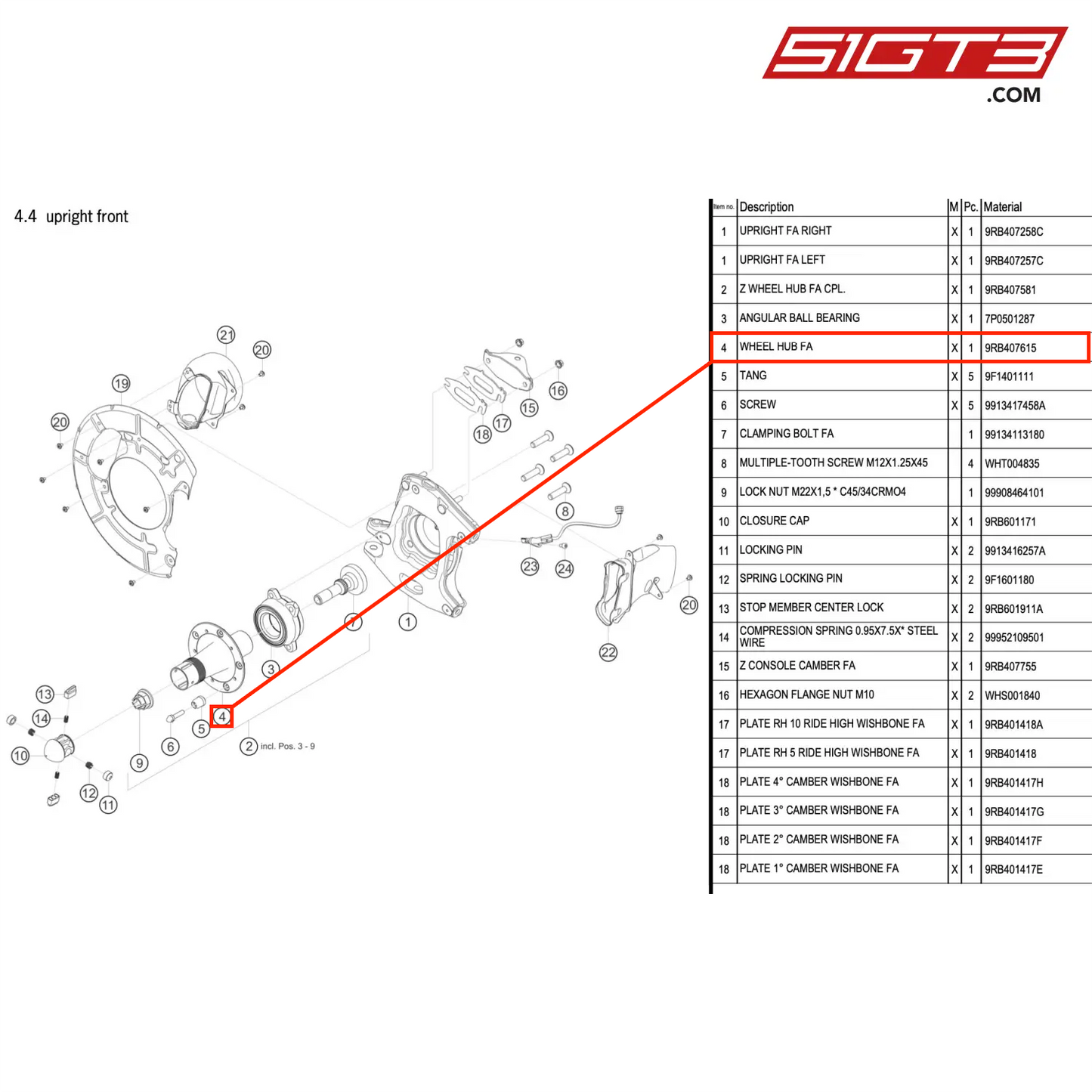 WHEEL HUB FA - 9RB407615 [PORSCHE 992.1 GT3 R]