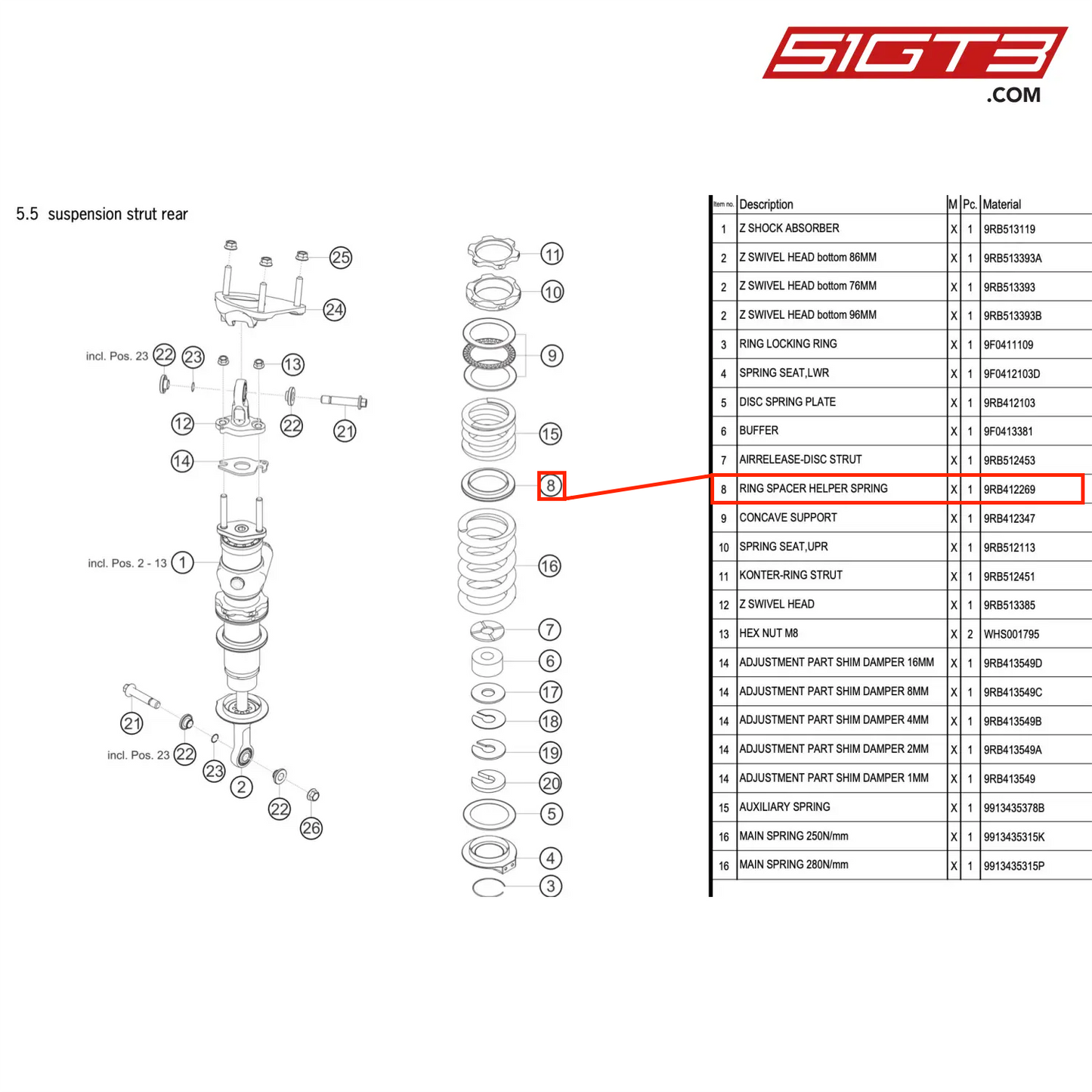 RING SPACER HELPER SPRING - 9RB412269 [PORSCHE 992.1 GT3 R]