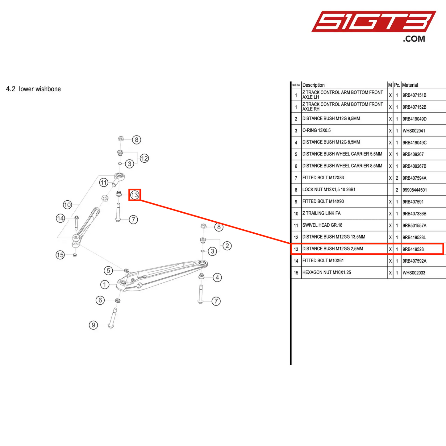 DISTANCE BUSH M12GG 2,5MM - 9RB419528 [PORSCHE 992.1 GT3 R]