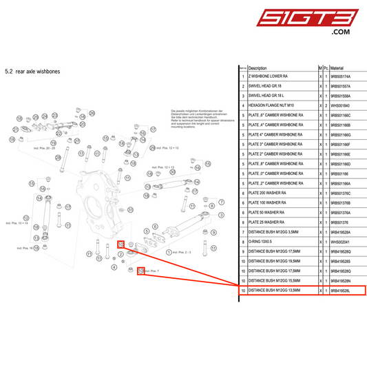 DISTANCE BUSH M12GG 13,5MM - 9RB419528L [PORSCHE 992.1 GT3 R]