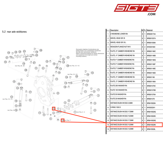 DISTANCE BUSH M12GG 15,5MM - 9RB419528N [PORSCHE 992.1 GT3 R]