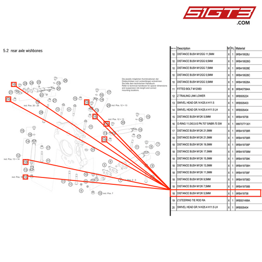 DISTANCE BUSH M12K 5,5MM - 9RB419758 [PORSCHE 992.1 GT3 R]