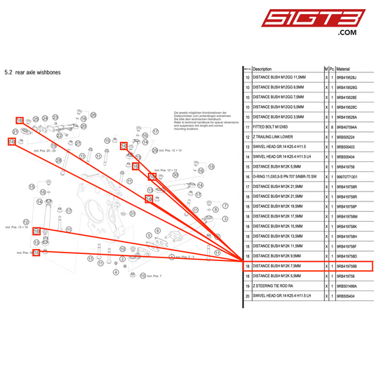 DISTANCE BUSH M12K 7,5MM - 9RB419758B [PORSCHE 992.1 GT3 R]