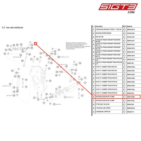 DISTANCE BUSH M12K 10,5MM - 9RB419758E [PORSCHE 992.1 GT3 R]