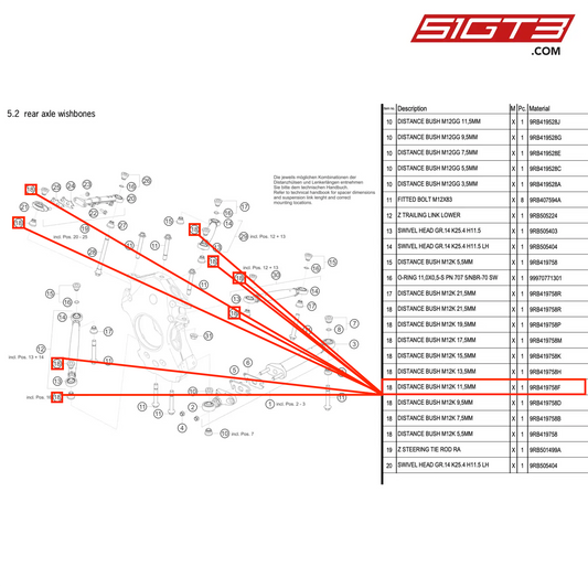 DISTANCE BUSH M12K 11,5MM - 9RB419758F [PORSCHE 992.1 GT3 R]